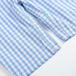 Blue Gingham Emergency Vehicles Smocked Overalls - Lil Cactus