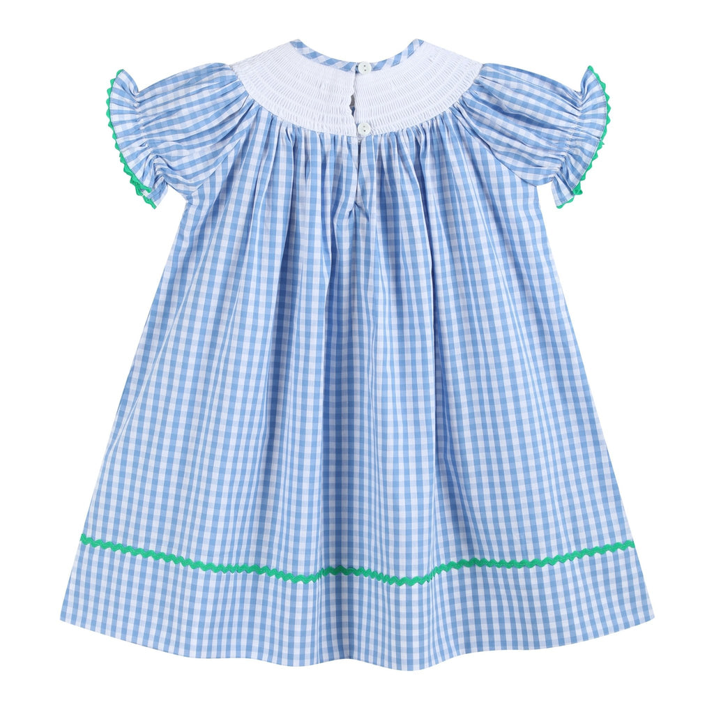 Blue Gingham Farm Smocked Bishop Dress - Lil Cactus