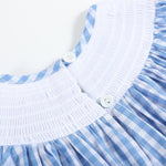 Blue Gingham Farm Smocked Bishop Dress - Lil Cactus