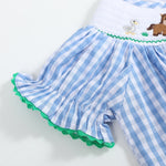 Blue Gingham Farm Smocked Bishop Dress - Lil Cactus