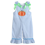 Blue Gingham Pumpkin Playsuit - Lil Cactus