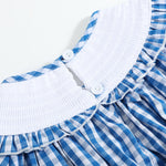 Blue Gingham Pumpkin Smocked Ruffle Bishop Dress - Lil Cactus