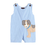 Blue Gingham Puppy Shortalls - Lil Cactus
