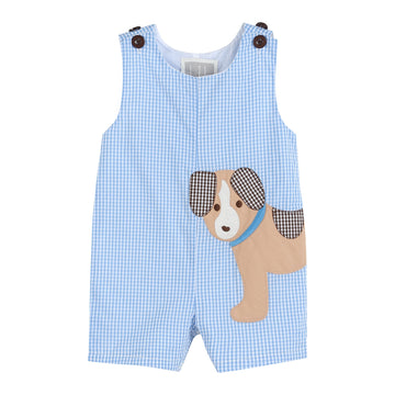 Blue Gingham Puppy Shortalls - Lil Cactus