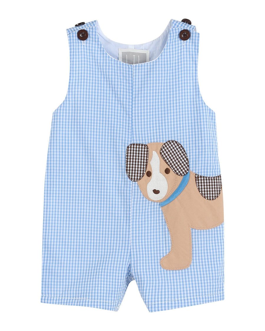 Blue Gingham Puppy Shortalls - Lil Cactus