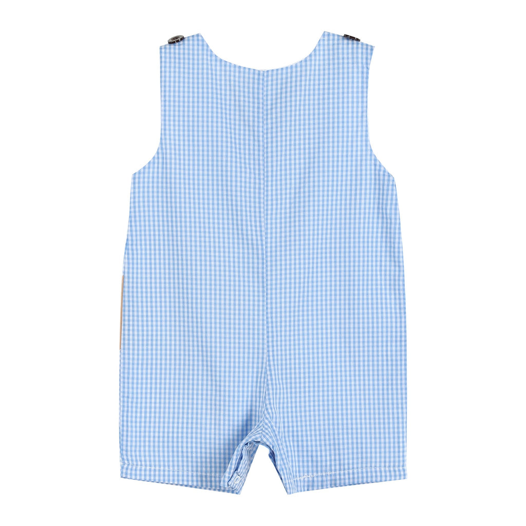 Blue Gingham Puppy Shortalls - Lil Cactus
