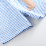 Blue Gingham Puppy Shortalls - Lil Cactus