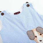 Blue Gingham Puppy Shortalls - Lil Cactus
