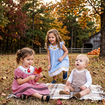 Blue Gingham Sunflower Smocked Bishop Dress - Lil Cactus