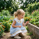Blue Gingham Sunflower Smocked Bishop Dress - Lil Cactus