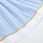 Blue Gingham Sunflower Smocked Bishop Dress - Lil Cactus