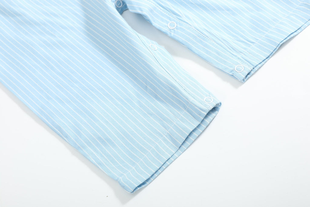 Blue Gingham Train Smocked Overalls - Lil Cactus