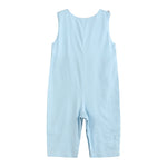 Blue Gingham Train Smocked Overalls - Lil Cactus