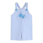 Blue Gingham Whale Overall Shortalls - Lil Cactus