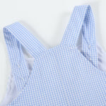 Blue Gingham Whale Overall Shortalls - Lil Cactus