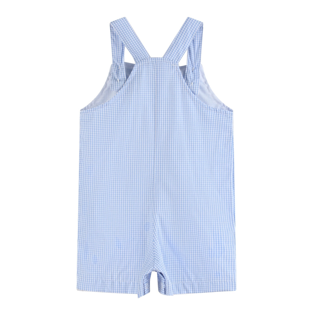 Blue Gingham Whale Overall Shortalls - Lil Cactus
