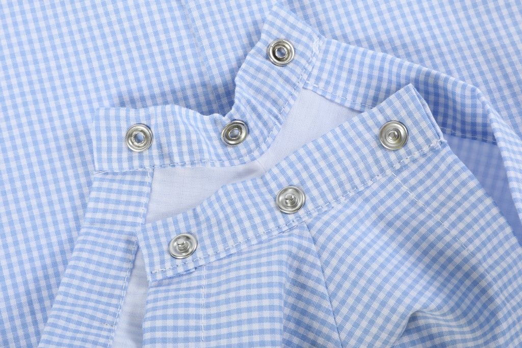 Blue Gingham Whale Overall Shortalls - Lil Cactus