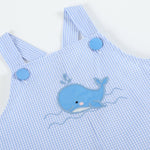 Blue Gingham Whale Overall Shortalls - Lil Cactus