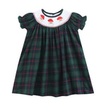 Blue, Green Red Plaid Christmas Santa Smocked Bishop Dress - Lil Cactus