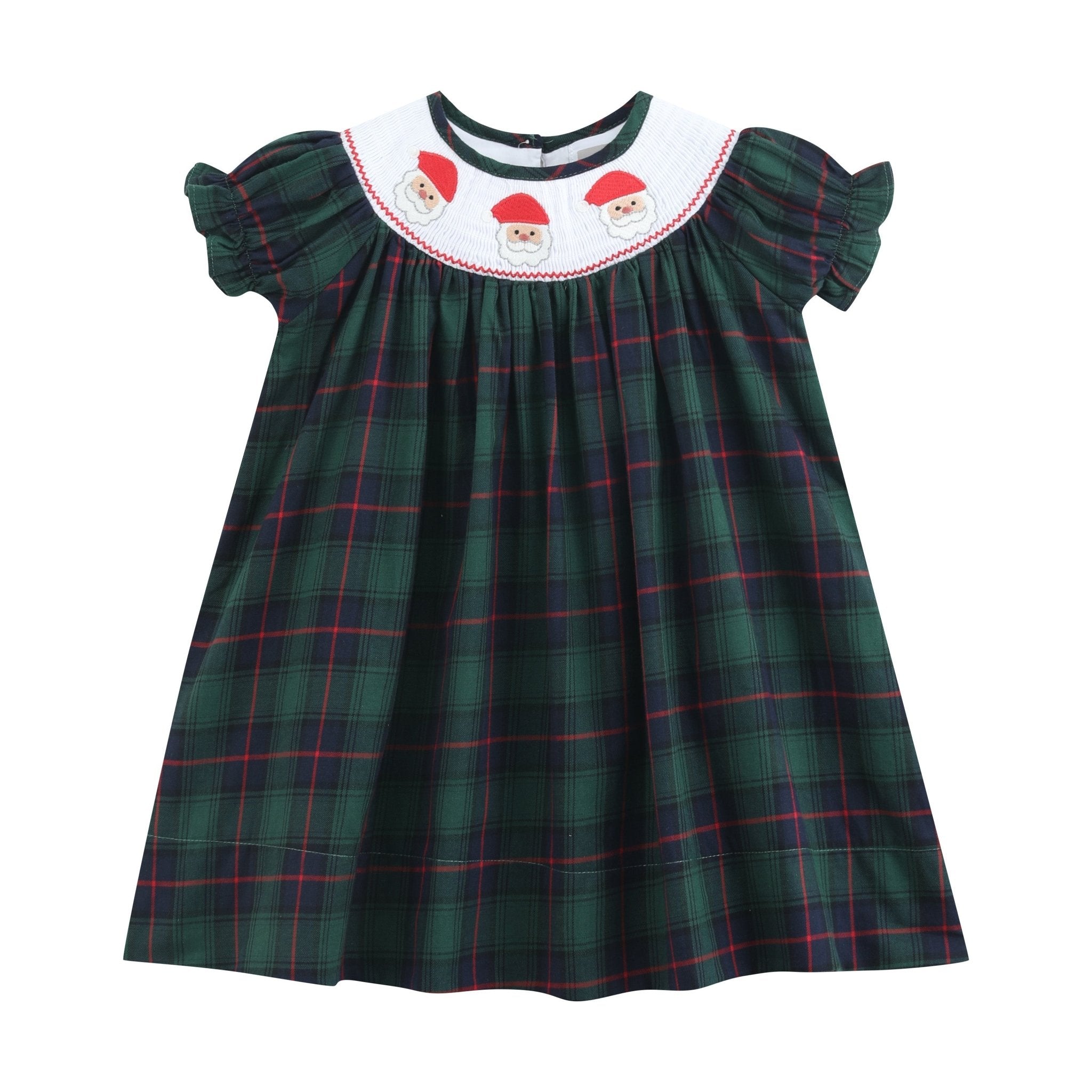 red and green plaid christmas dress Blue, Santa Smocked Bishop – Lil Cactus red gingham dress
