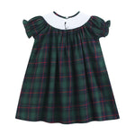 Blue, Green Red Plaid Christmas Santa Smocked Bishop Dress - Lil Cactus