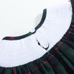 Blue, Green Red Plaid Christmas Santa Smocked Bishop Dress - Lil Cactus