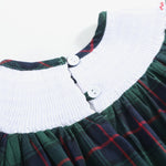 Blue, Green Red Plaid Christmas Santa Smocked Romper - Lil Cactus