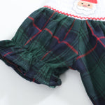 Blue, Green Red Plaid Christmas Santa Smocked Romper - Lil Cactus