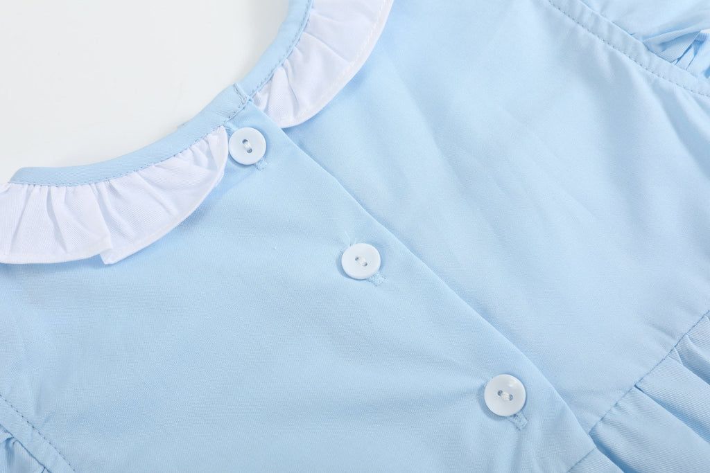 Blue Lil Sister Smocked Romper - Lil Cactus