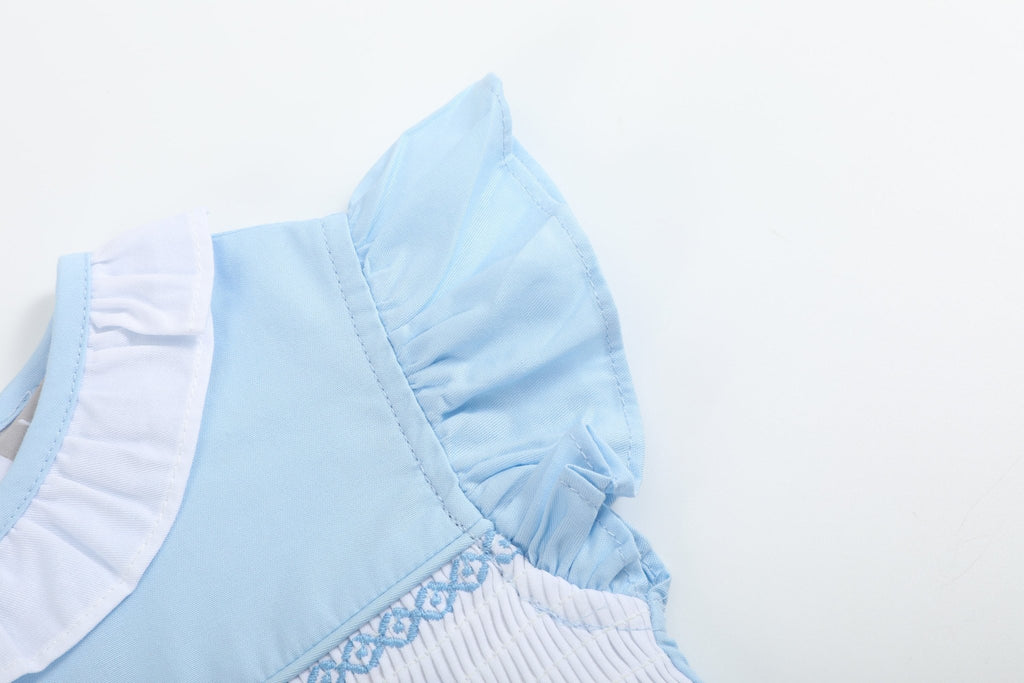 Blue Lil Sister Smocked Romper - Lil Cactus