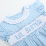 Blue Lil Sister Smocked Romper - Lil Cactus