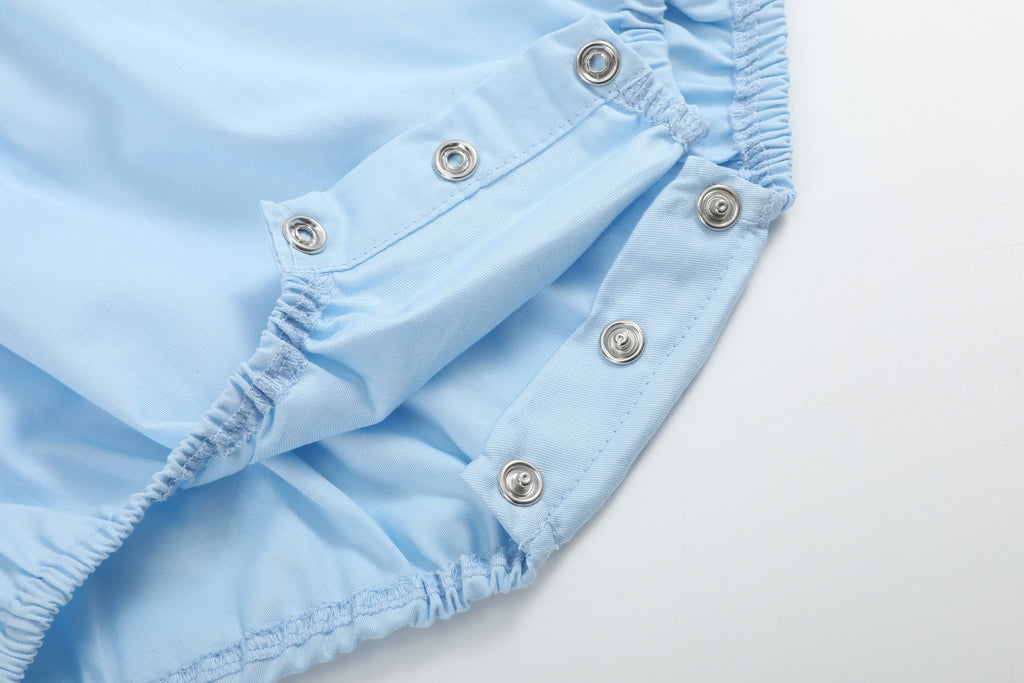 Blue Lil Sister Smocked Romper - Lil Cactus