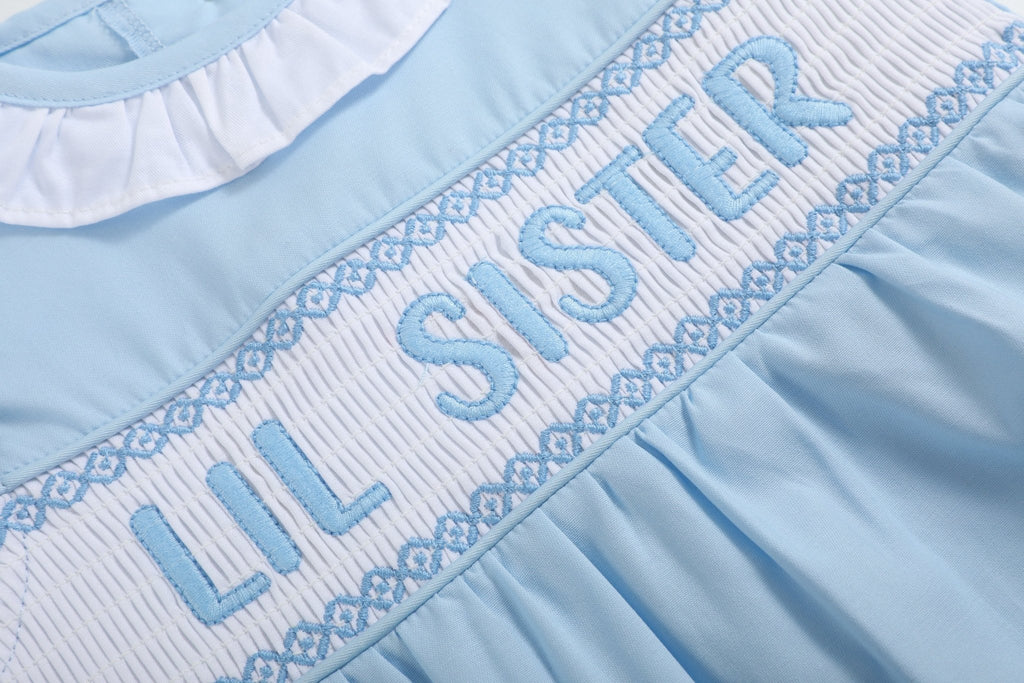 Blue Lil Sister Smocked Romper - Lil Cactus