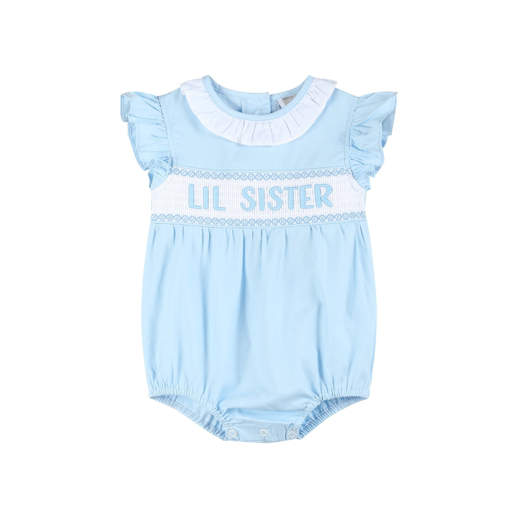 Blue Lil Sister Smocked Romper - Lil Cactus
