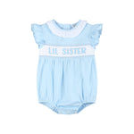 Blue Lil Sister Smocked Romper - Lil Cactus