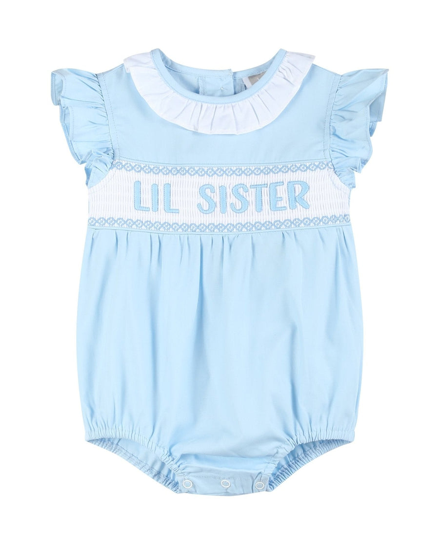 Blue Lil Sister Smocked Romper - Lil Cactus