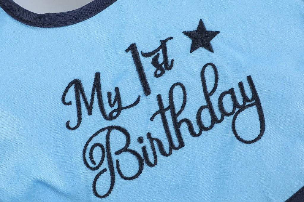Blue 'My 1st Birthday' Bib - Lil Cactus