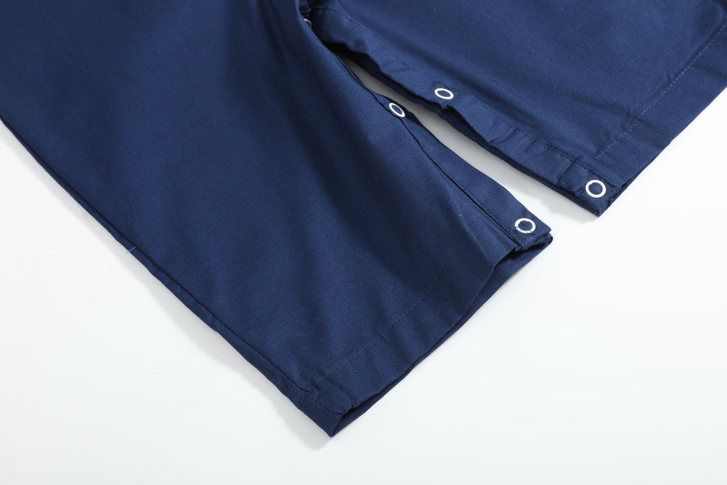 Blue Nativity Smocked Overalls - Lil Cactus