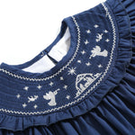 Blue Nativity Smocked Ruffle Bishop Dress - Lil Cactus