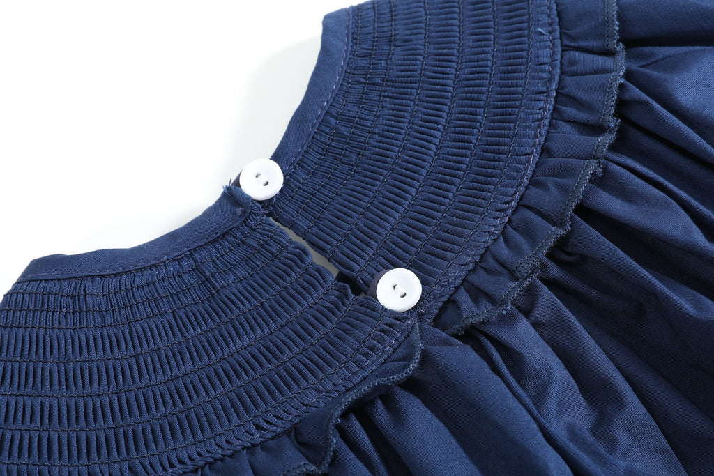 Blue Nativity Smocked Ruffle Bishop Dress - Lil Cactus