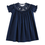 Blue Nativity Smocked Ruffle Bishop Dress - Lil Cactus