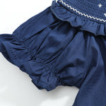 Blue Nativity Smocked Ruffle Bishop Dress - Lil Cactus