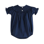 Blue Nativity Smocked Ruffle Romper - Lil Cactus