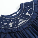 Blue Nativity Smocked Ruffle Romper - Lil Cactus