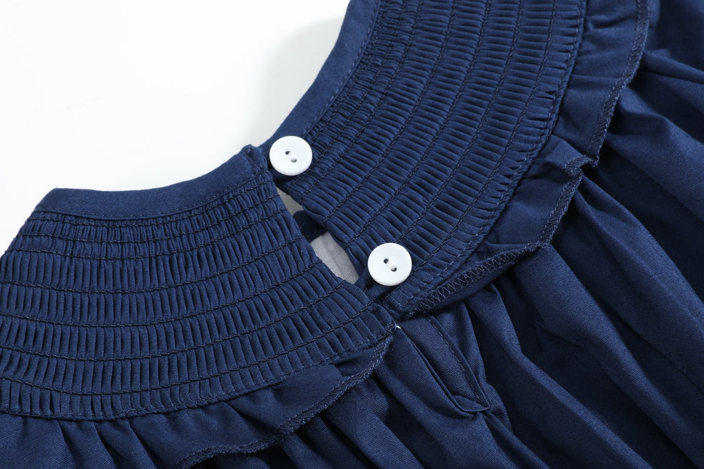 Blue Nativity Smocked Ruffle Romper - Lil Cactus