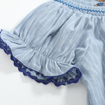 Blue Pinstripe Mallard Duck Smocked Bishop Dress - Lil Cactus