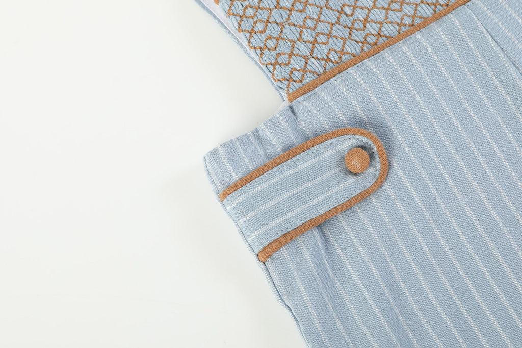 Blue Pinstripe Smocked Overalls - Lil Cactus