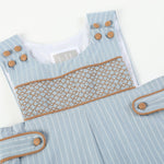 Blue Pinstripe Smocked Overalls - Lil Cactus