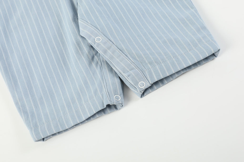 Blue Pinstripe Smocked Overalls - Lil Cactus