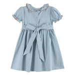 Blue Pinstripe Smocked Ruffle Collar Dress - Lil Cactus